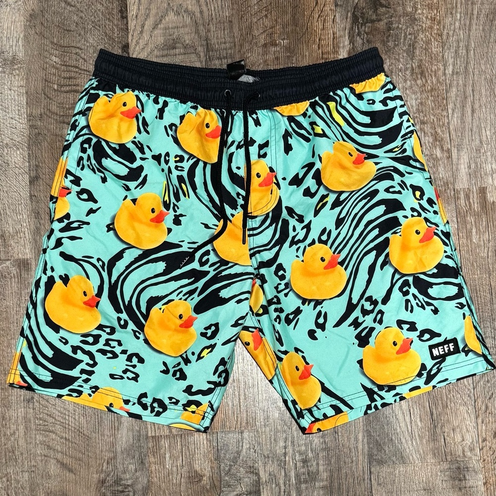 Men's Neff Rubber Ducky Life Swim Trunks Size Medium